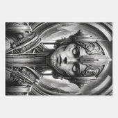 Fritz Lang Metropolis Tribut. Drei Metallköpfe Geschenkpapier Set (Vorderseite)