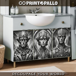 Fritz Lang Metropolis Tribut. Drei Metallköpfe Geschenkpapier Set