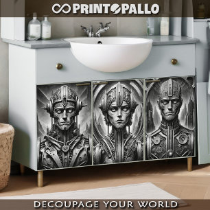 Fritz Lang Metropolis Tribut. Drei Metallköpfe Geschenkpapier Set