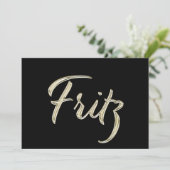 Fritz Name white gold Handwriting Karte (Stehend Vorderseite)