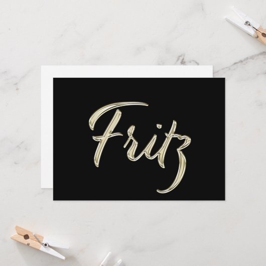 Fritz Name white gold Handwriting Karte (Vorderseite/Rückseite Beispiel)