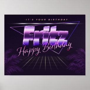 Fritz Vorname lila retro poster Geburtstag