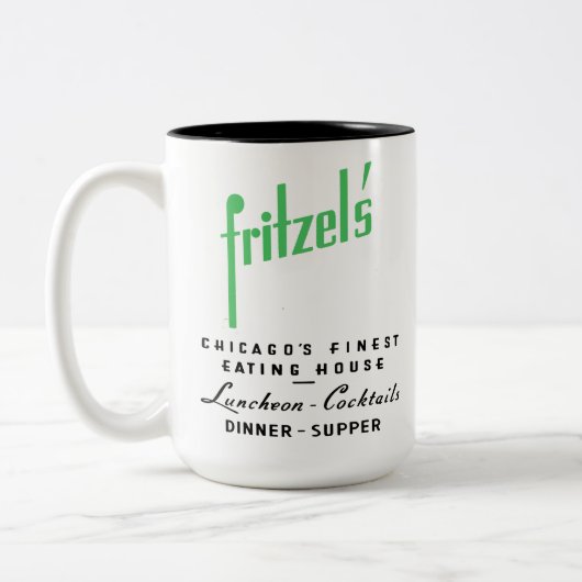 Fritzel's Restaurant, Staat & Lake, Chicago, IL Zweifarbige Tasse (Links)