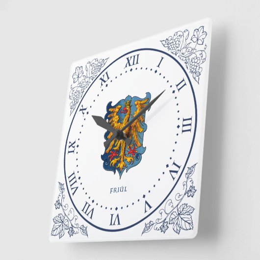 Friuli-Wappen Quadratische Wanduhr (Winkel)
