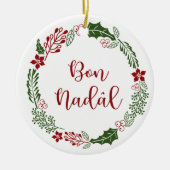 Friulian Merry Christmas Wreath, Bon Nadâl Keramik Ornament (Vorne)