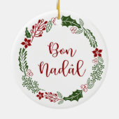 Friulian Merry Christmas Wreath, Bon Nadâl Keramik Ornament (Hinten)