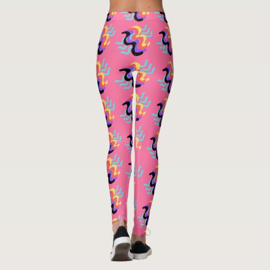 Frivoles French Pink Finger Paint Pattern Leggings (Rückseite)