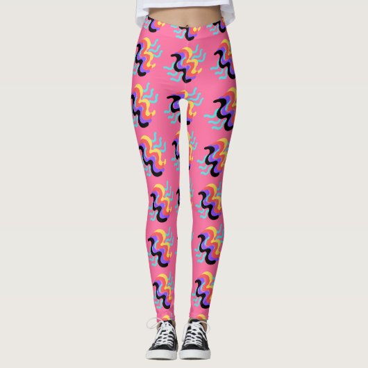 Frivoles French Pink Finger Paint Pattern Leggings (Vorderseite)
