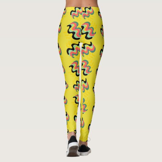 Frivolly Dandelion Yellow Finger Paint Pattern Leggings (Rückseite)