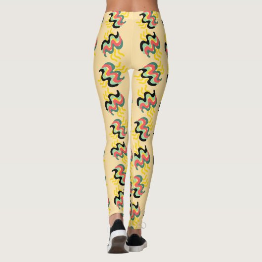 Frivolly Yellow Beige Finger Paint Pattern Leggings (Rückseite)