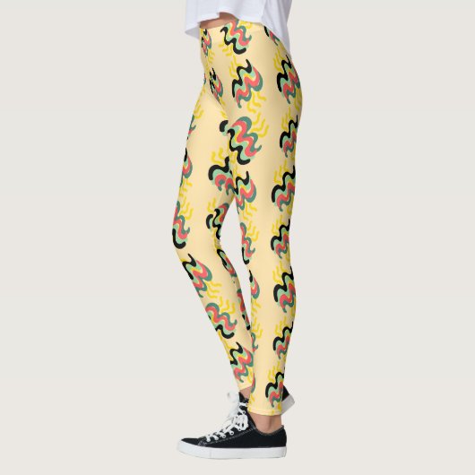 Frivolly Yellow Beige Finger Paint Pattern Leggings (Links)