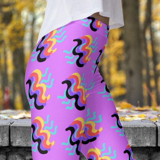 Frivolous Blue Finger Paint Pattern Leggings
