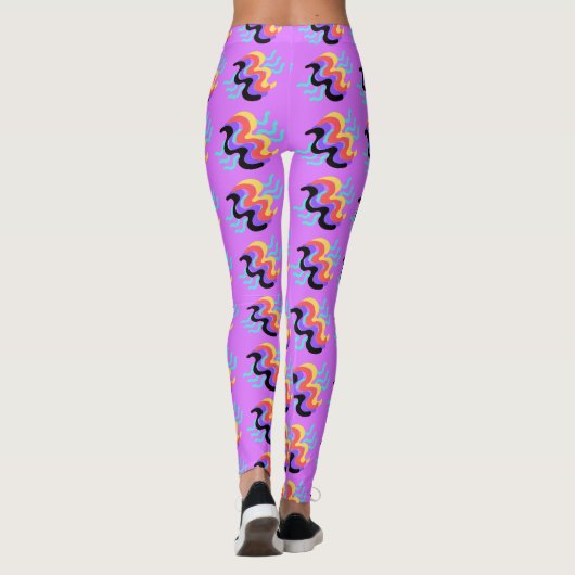 Frivolous Blue Finger Paint Pattern Leggings (Rückseite)