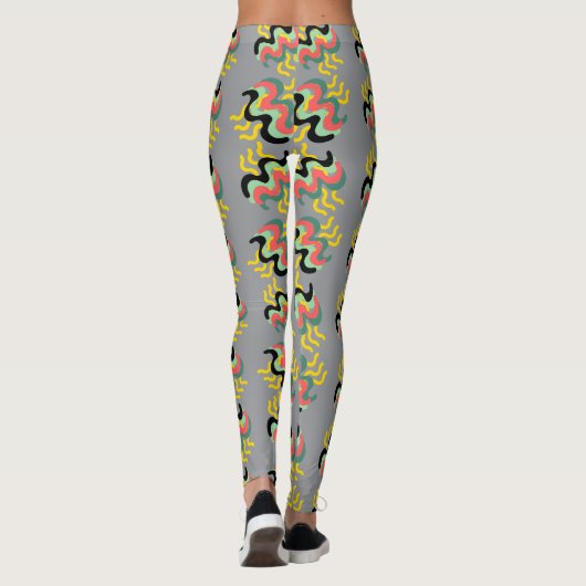 Frivoly Gray Finger Paint Pattern Leggings (Rückseite)