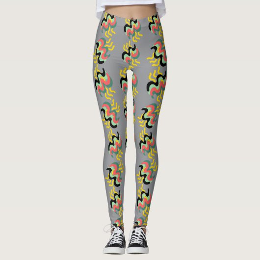 Frivoly Gray Finger Paint Pattern Leggings (Vorderseite)