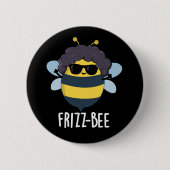 Frizz-Bee Funny Afro Bee Pun Dark BG Button (Vorderseite)