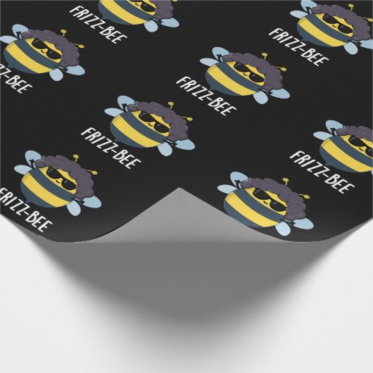 Frizz-Bee Funny Afro Bee Pun Dark BG Geschenkpapier (Ecke)