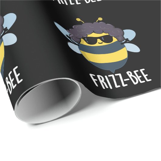 Frizz-Bee Funny Afro Bee Pun Dark BG Geschenkpapier (Rolleneckpunkt)