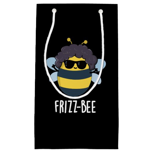 Frizz-Bee Funny Afro Bee Pun Dark BG Kleine Geschenktüte (Vorderseite)