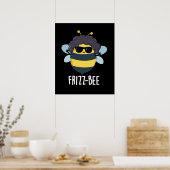 Frizz-Bee Funny Afro Bee Pun Dark BG Poster (Küche)