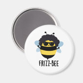 Frizz-Bee Funny Afro Bee Pun Magnet (Vorderseite/Rückseite)