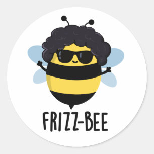 Frizz-Bee Funny Afro Bee Pun Runder Aufkleber