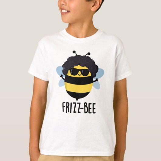 Frizz-Bee Funny Afro Bee Pun T-Shirt (Vorderseite)
