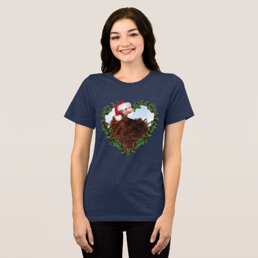 Frizzle Chick Chicken Weihnachten Tri-Blend Shirt (Vorderseite voll)