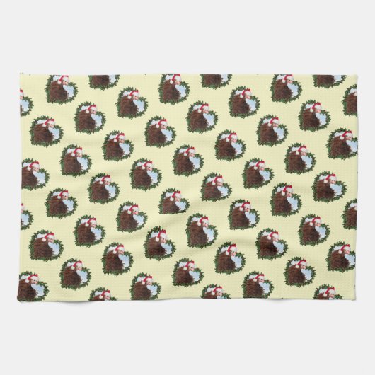 Frizzle Chicken Wreath Geschirrtuch (Horizontal)