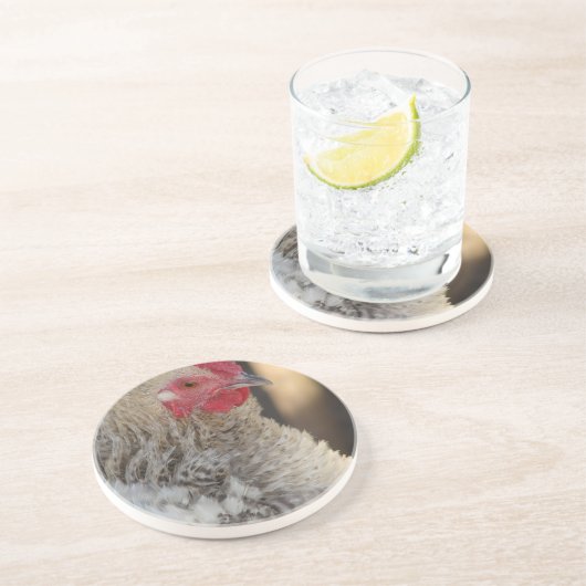 Frizzle Rooster Getränkeuntersetzer (Seite)