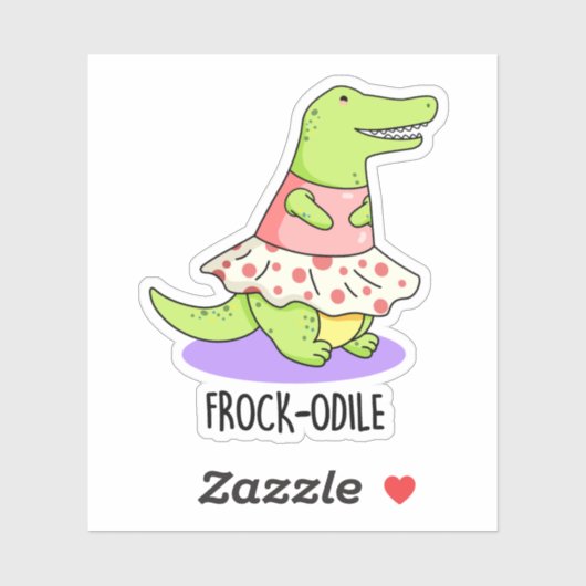 Frockodile Funny Crocodile Pun Aufkleber (Blatt)