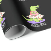 Frockodile Funny Crocodile Pun Dark BG Geschenkpapier (Rolleneckpunkt)