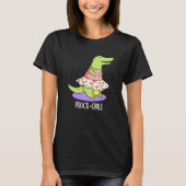Frockodile Funny Crocodile Pun Dark BG T-Shirt (Vorderseite)