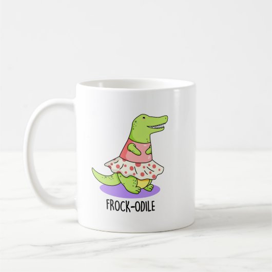 Frockodile Funny Crocodile Pun Kaffeetasse (Links)