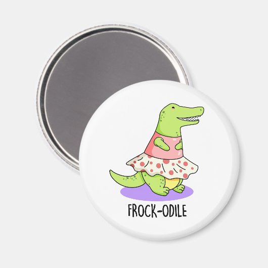 Frockodile Funny Crocodile Pun Magnet (Vorderseite/Rückseite)