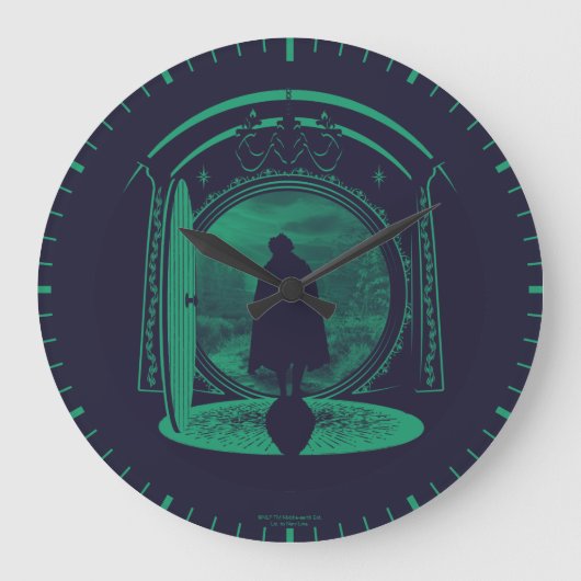 FRODO™ Leaving THE SHIRE™ Silhouette Große Wanduhr (Vorderseite)