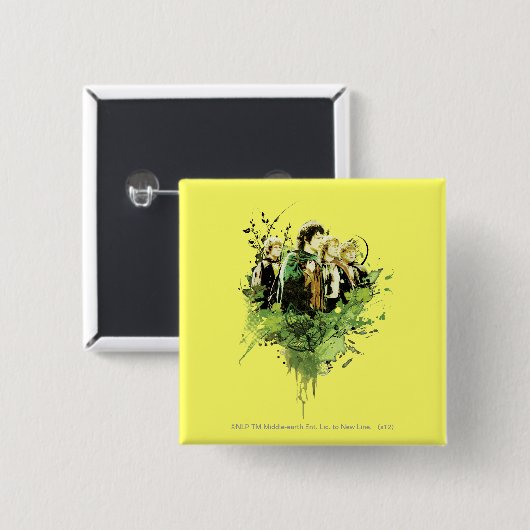 FRODO™ mit Hobbits Vector Collage Button (Vorne & Hinten)