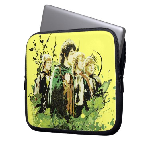 FRODO™ mit Hobbits Vector Collage Laptopschutzhülle (Vorderseite Links)