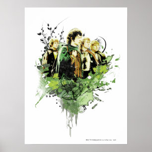 FRODO™ mit Hobbits Vector Collage Poster