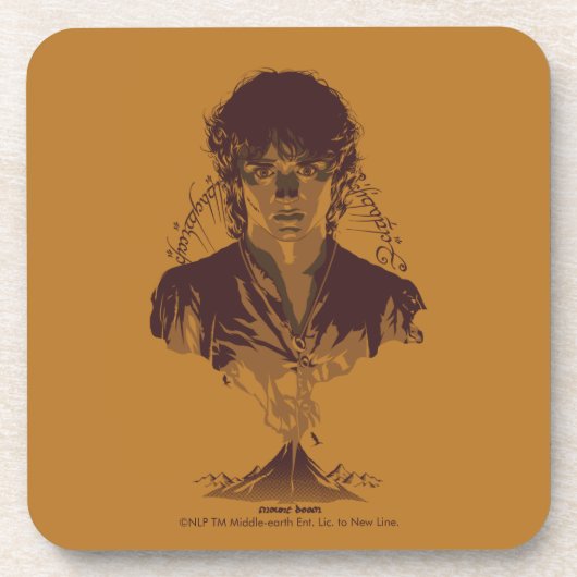FRODO™ MOUNT DOOM™ Tengwar-Inschrift Grafik Getränkeuntersetzer (Vorderseite)