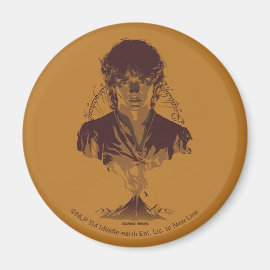 FRODO™ MOUNT DOOM™ Tengwar-Inschrift Grafik Magnet (Vorne)