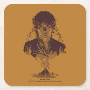 FRODO™ MOUNT DOOM™ Tengwar-Inschrift Grafik Rechteckiger Pappuntersetzer