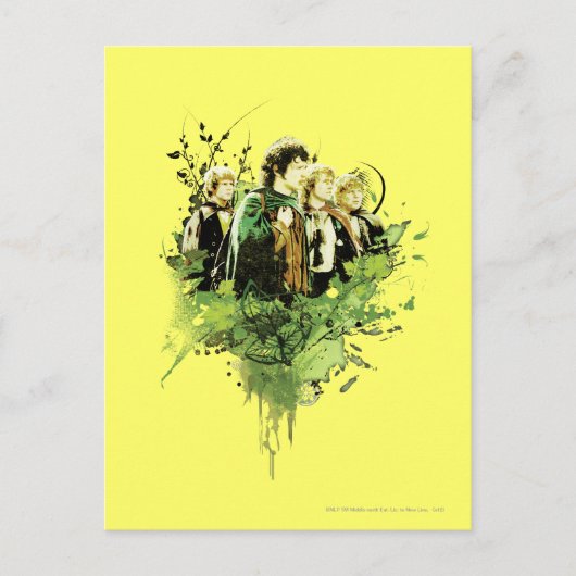 FRODO™ with Hobbits Vector Collage Postkarte (Vorderseite)