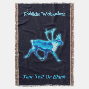 Froehliche Weihnachten - Blaue Karibik (Reindeer) Decke