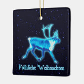 Froehliche Weihnachten - Blaue Karibik (Reindeer) Keramikornament (Links)