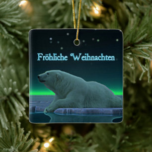 Froehliche Weihnachten - EisEdge Polar Bear Keramikornament