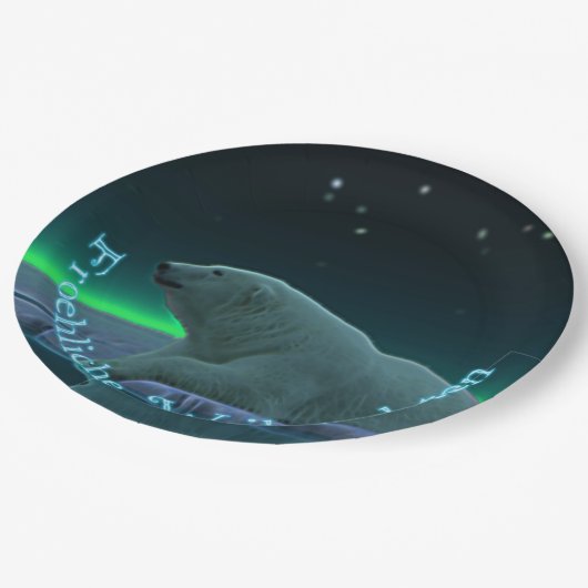 Froehliche Weihnachten - EisEdge Polar Bear Pappteller (Schrägansicht)