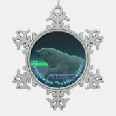 Froehliche Weihnachten - EisEdge Polar Bear Schneeflocken Zinn-Ornament (Vorderseite)