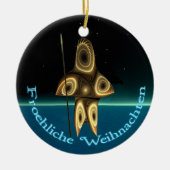 Froehliche Weihnachten - Fraktal Inuit Hunter Keramikornament (Vorne)