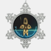 Froehliche Weihnachten - Fraktal Inuit Hunter Schneeflocken Zinn-Ornament (Vorderseite)